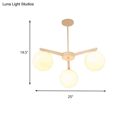 Traditional White Glass Globe Chandelier - 3/6/8 Light Pendant Fixture For Dining Room