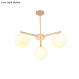 Traditional White Glass Globe Chandelier - 3/6/8 Light Pendant Fixture For Dining Room
