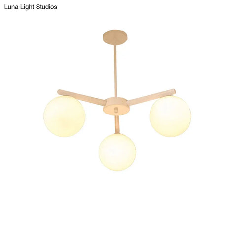 Traditional White Glass Globe Chandelier - 3/6/8 Light Pendant Fixture For Dining Room