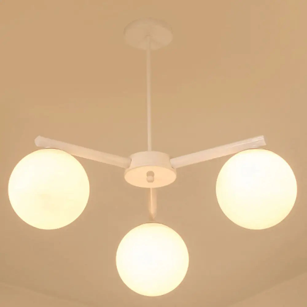 Traditional White Glass Globe Chandelier - 3/6/8 Light Pendant Fixture For Dining Room 3 /