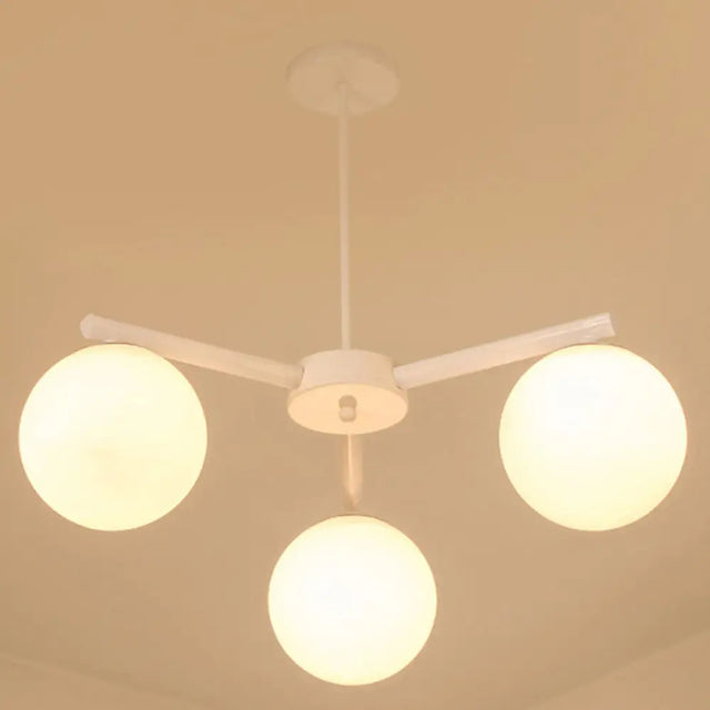 Traditional White Glass Globe Chandelier - 3/6/8 Light Pendant Fixture For Dining Room 3 /