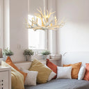 Traditional White Resin Candelabra Chandelier - 8-Light Pendant For Living Room