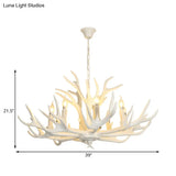 Traditional White Resin Candelabra Chandelier - 8-Light Pendant For Living Room