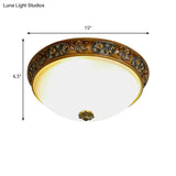 Traditional Wood Resin 3 - Head Flush Mount Ceiling Light For Hallway - 12’/15’/19’ Wide
