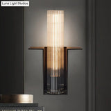Translucent Glass Wall Light Kit: Vintage Black Tube Bedroom Sconce Fixture With Slot Arm