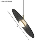 Ufo Shaped Pendant Lamp Modern Concrete 1 Light Black/White/Pink Hanging Ceiling