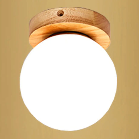 Ultra - Contemporary 1 - Light White Glass Semi Flush Chandelier Ceiling Light For Hallway Wood /