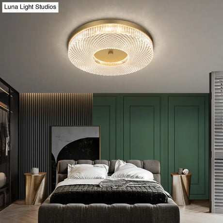 Ultra-Contemporary Crystal Round Flush Mount Ceiling Light For Bedroom