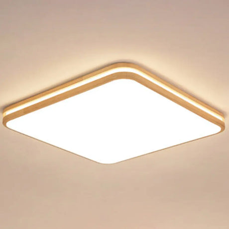 Ultra - Contemporary Integrated Led Semi Flush Ceiling Mount Chandelier For Bedroom Wood / 19.5’