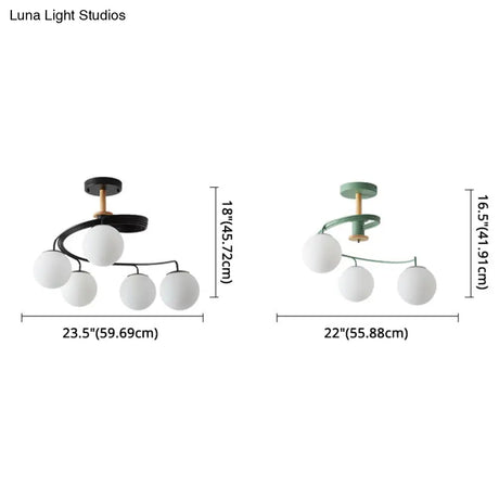 Ultra - Contemporary Milk Glass Semi Flush Mount Ceiling Light Fixture For Living Room