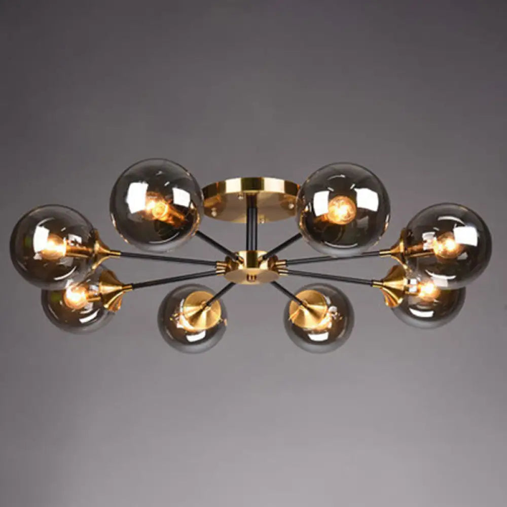 Ultra - Contemporary Sputnik Stained Glass Ceiling Light For Bedroom 8 / Smoke Gray
