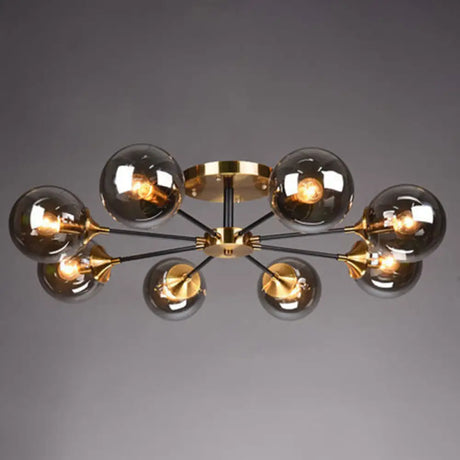 Ultra - Contemporary Sputnik Stained Glass Ceiling Light For Bedroom 8 / Smoke Gray