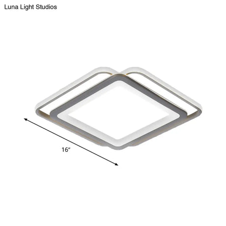 Ultra Slim Acrylic Ceiling Flush Mount Led Fixture (16’/19.5’/35.5’) In Grey With Warm/White Light