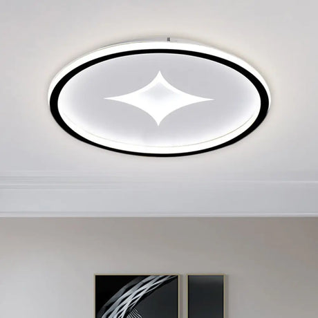 Ultra Slim Metal Led Ceiling Light In Black/Gold Warm/White - 16’/19.5’ Contemporary Flush