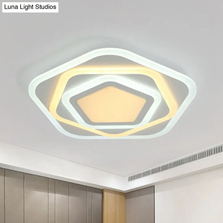 Ultra-Thin Acrylic Pentagonal Led Flush Mount Light - Minimalist White Fixture
