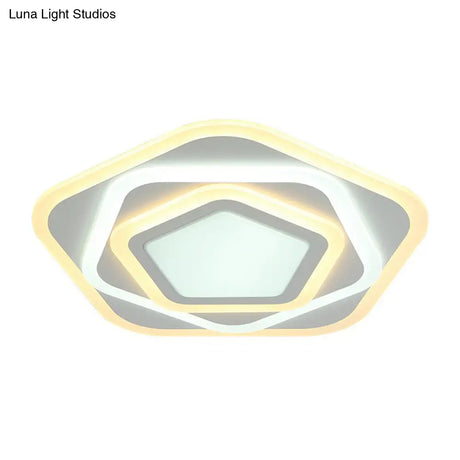 Ultra-Thin Acrylic Pentagonal Led Flush Mount Light - Minimalist White Fixture