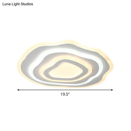 Ultra Thin Acrylic Ripple Ceiling Lamp - 19.5’/23.5’ W Simple White Led Light In Warm/White