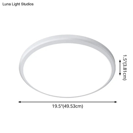 Ultra-Thin Round Led Ceiling Light For Kitchen - Simple White Design With Acrylic Flush Mount