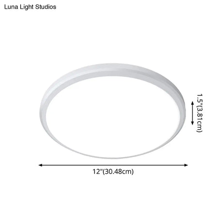 Ultra-Thin Round Led Ceiling Light For Kitchen - Simple White Design With Acrylic Flush Mount