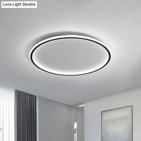 Ultrathin Flush Mount Led Ceiling Lamp In Black - Simple Acrylic Design For Living Room