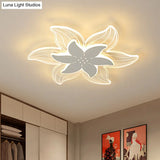 Ultrathin Led Ceiling Flush Mount Light - White Petal Acrylic Design For Bedroom