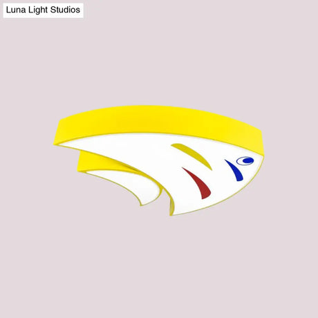 Underwater Adventure Led Flush Mount Lamp - Colorful Acrylic Tropical Fish Design For Children’s