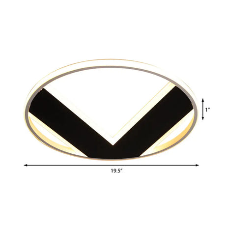 V-Shaped Ceiling Light - Modern Acrylic & Black Creative Bedroom Lighting Fixture 16/19.5/25.5