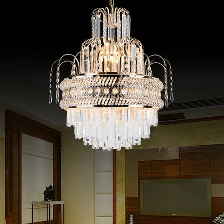 Victorian Crystal Chandelier - 9-Light Golden Pendant Fixture Gold