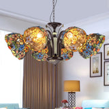 Victorian Cut Glass Flower Pendant Chandelier in Bronze for Living Room - 3/6/8 Lights 8 / Bronze