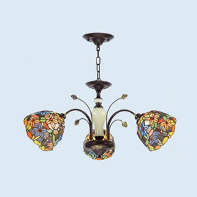 Victorian Cut Glass Flower Pendant Chandelier in Bronze for Living Room - 3/6/8 Lights 3 / Bronze