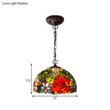 Victorian Red Floral Chandelier Pendant Light - 1/2/3 Lights Cut Glass Kitchen Fixture - 10’’/12’’/16’’ Wide