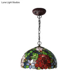 Victorian Red Floral Chandelier Pendant Light - 1/2/3 Lights Cut Glass Kitchen Fixture - 10’’/12’’/16’’ Wide