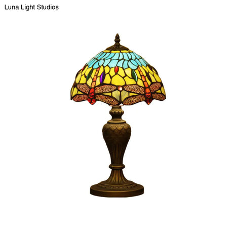 Victorian Stained Glass Dragonfly Patterned Night Light
