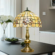 Victorian Style Lotus Blossom Table Lamp - Gridded & 2-Light Shell Design W/ Pull Chain Brushed