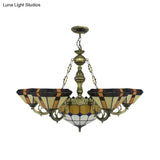 Villa Shuttlecock Chandelier: Vintage Tiffany Yellow Hanging Light