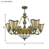 Villa Shuttlecock Chandelier: Vintage Tiffany Yellow Hanging Light