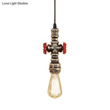 Vintage 1-Head Metal Pendant Light With Exposed Bulb - Antique Black/Silver Finish For Restaurant