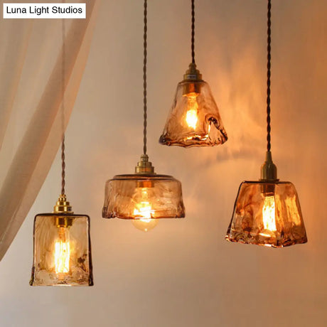 Vintage 1 Light Pendant Lamp Amber Alabaster Glass Pendant Lighting for Living Room