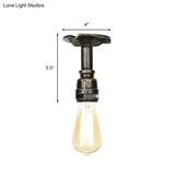 Vintage 1-Light Pipe Ceiling Fixture In Metallic Semi Flush - Aged Silver/Brass/Bronze For Kitchen