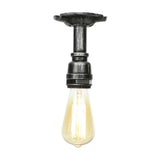 Vintage 1-Light Pipe Ceiling Fixture In Metallic Semi Flush - Aged Silver/Brass/Bronze For Kitchen