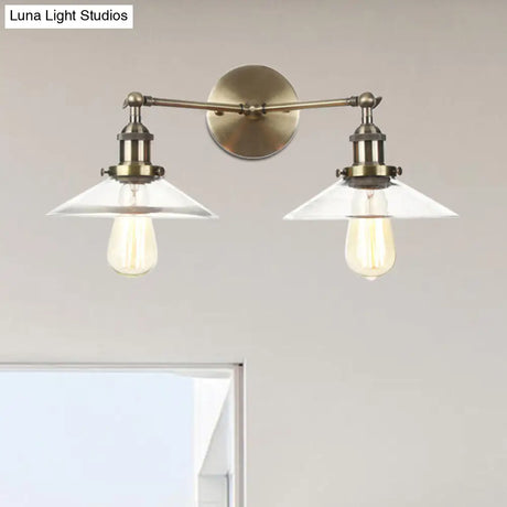 Vintage 2-Light Wall Sconce With Clear Glass Shade For Living Room