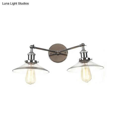 Vintage 2-Light Wall Sconce With Clear Glass Shade For Living Room