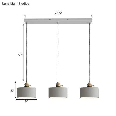 Vintage 3-Light Pendant Lamp Kit With Multiple Cement Shades In Grey - Restaurant Lighting