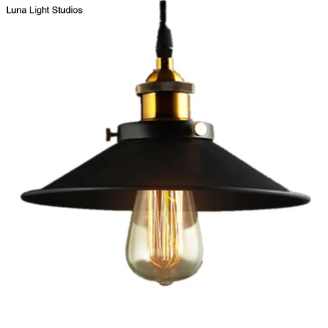 Vintage Adjustable Metal Wall Lamp With Flared Shade For Bedroom Reading - Black