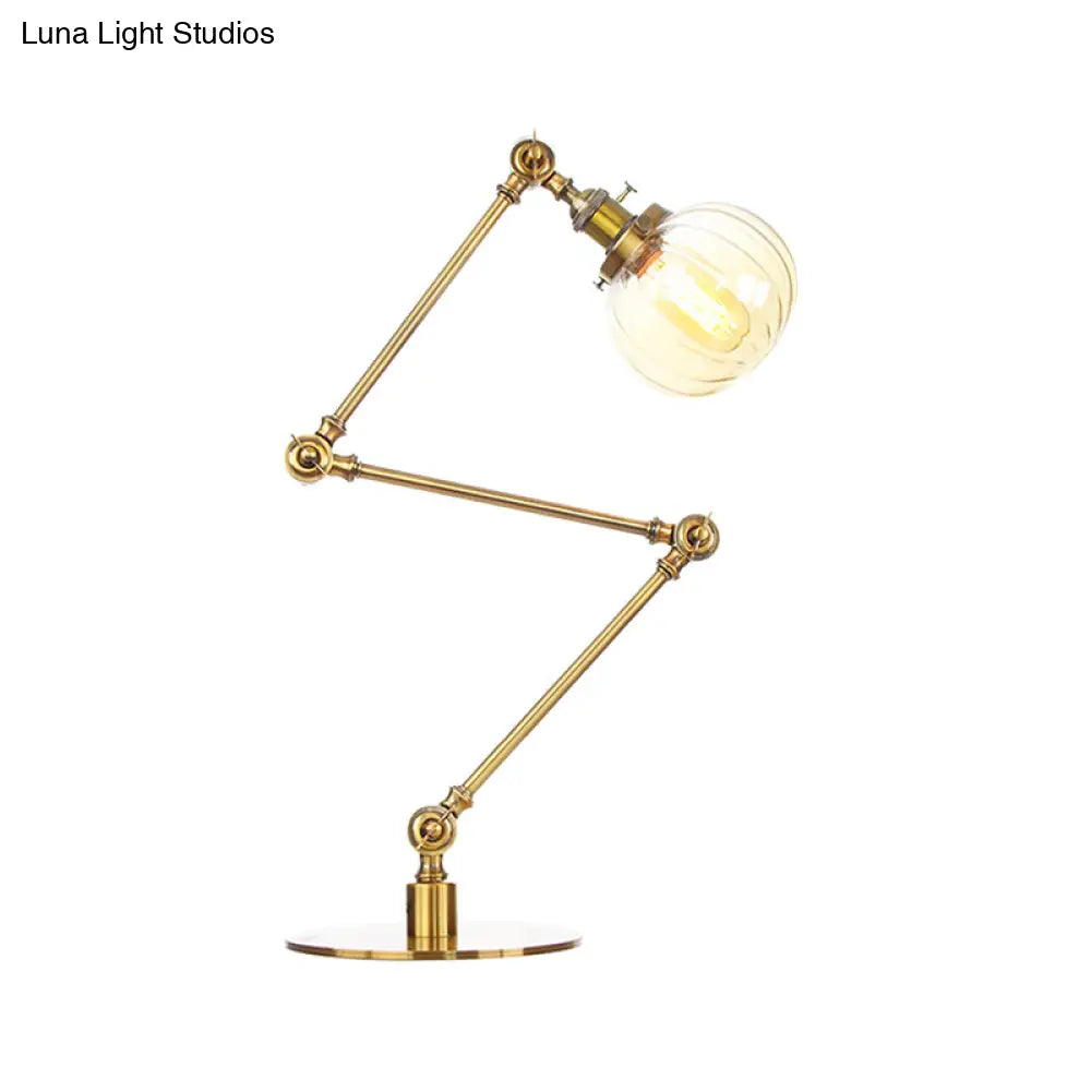 Vintage Amber/Clear Glass Table Lamp With Global Styling For Bedroom 1-Light Black/Bronze Finish
