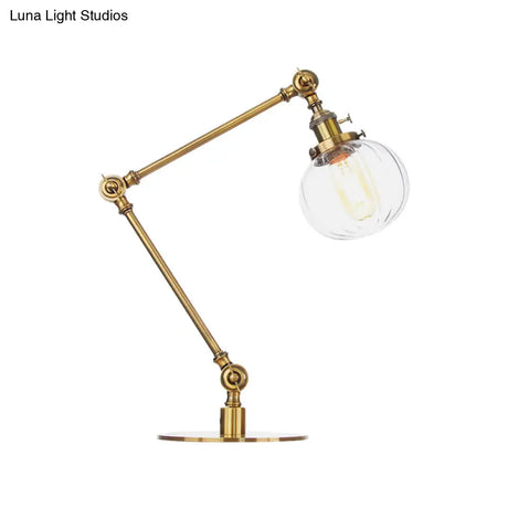Vintage Amber/Clear Glass Table Lamp With Global Styling For Bedroom 1-Light Black/Bronze Finish