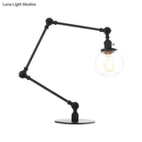 Vintage Amber/Clear Glass Table Lamp With Global Styling For Bedroom 1-Light Black/Bronze Finish
