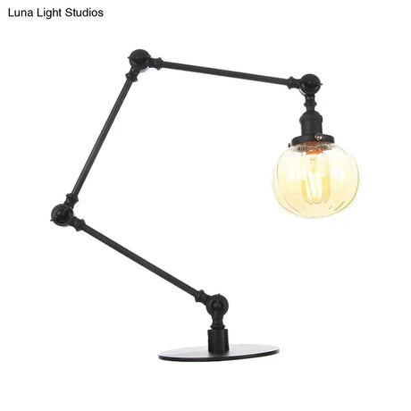Vintage Amber/Clear Glass Table Lamp With Global Styling For Bedroom 1-Light Black/Bronze Finish