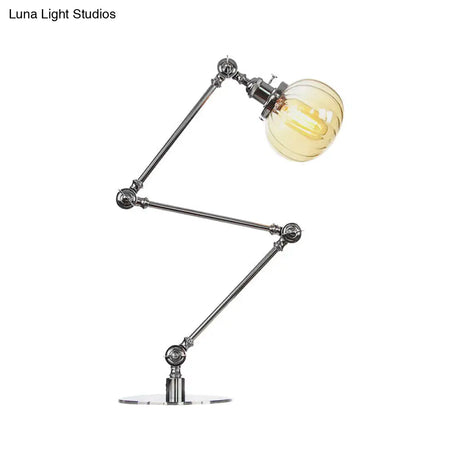 Vintage Amber/Clear Glass Table Lamp With Global Styling For Bedroom 1-Light Black/Bronze Finish