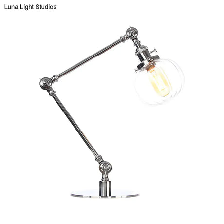 Vintage Amber/Clear Glass Table Lamp With Global Styling For Bedroom 1-Light Black/Bronze Finish